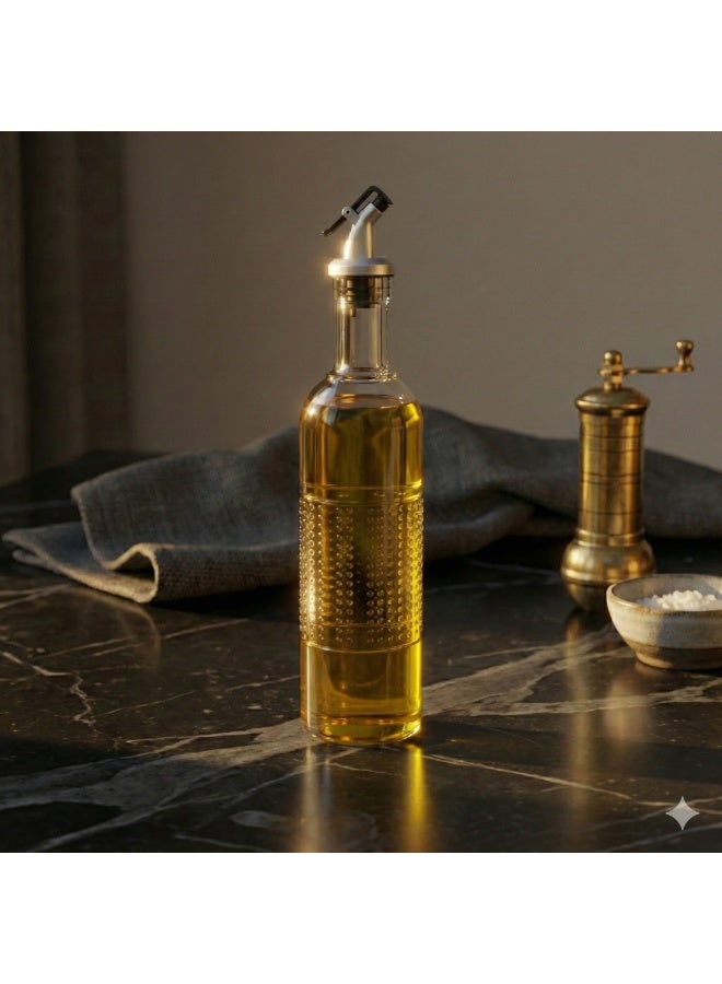 CASA HOME Premium Carved Glass Oil Bottle with Steel Pourer Egypt - Image 2